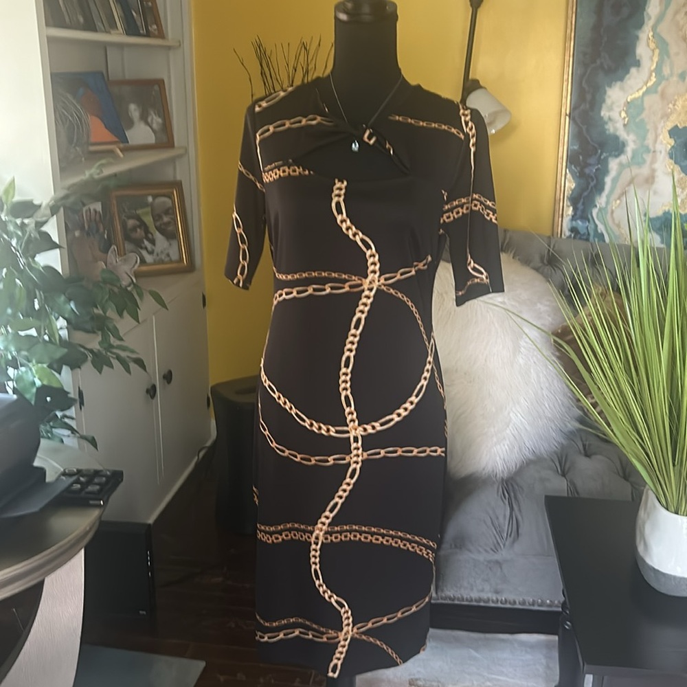 BOLD elements Black and Gold Sequin Sheath Midi Dress - Picture 5 of 5